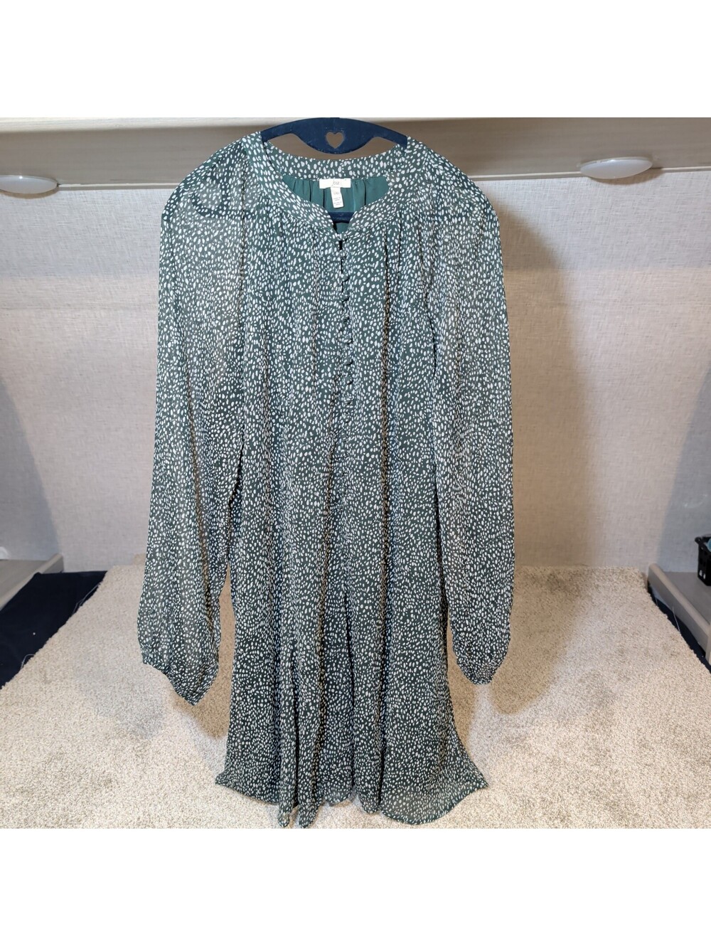 Joie Long Sleeve Green Printed Dress Size L